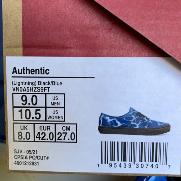 Vans Men’s Authentic Lightning Black/Blue Sneakers - Picture 16 of 16